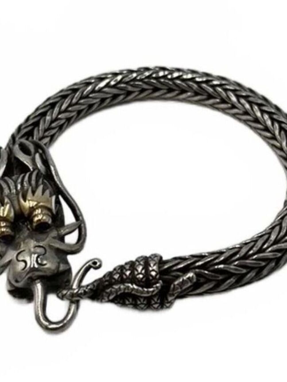 18K Gold & Sterling Silver Spinel Braided Dragon Bracelet